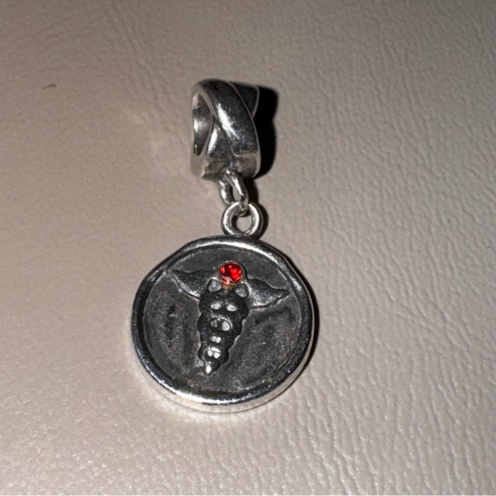 Vintage Michael Anthony Nursing .925 Sterling Silverw/Red Crystal Accent Charm